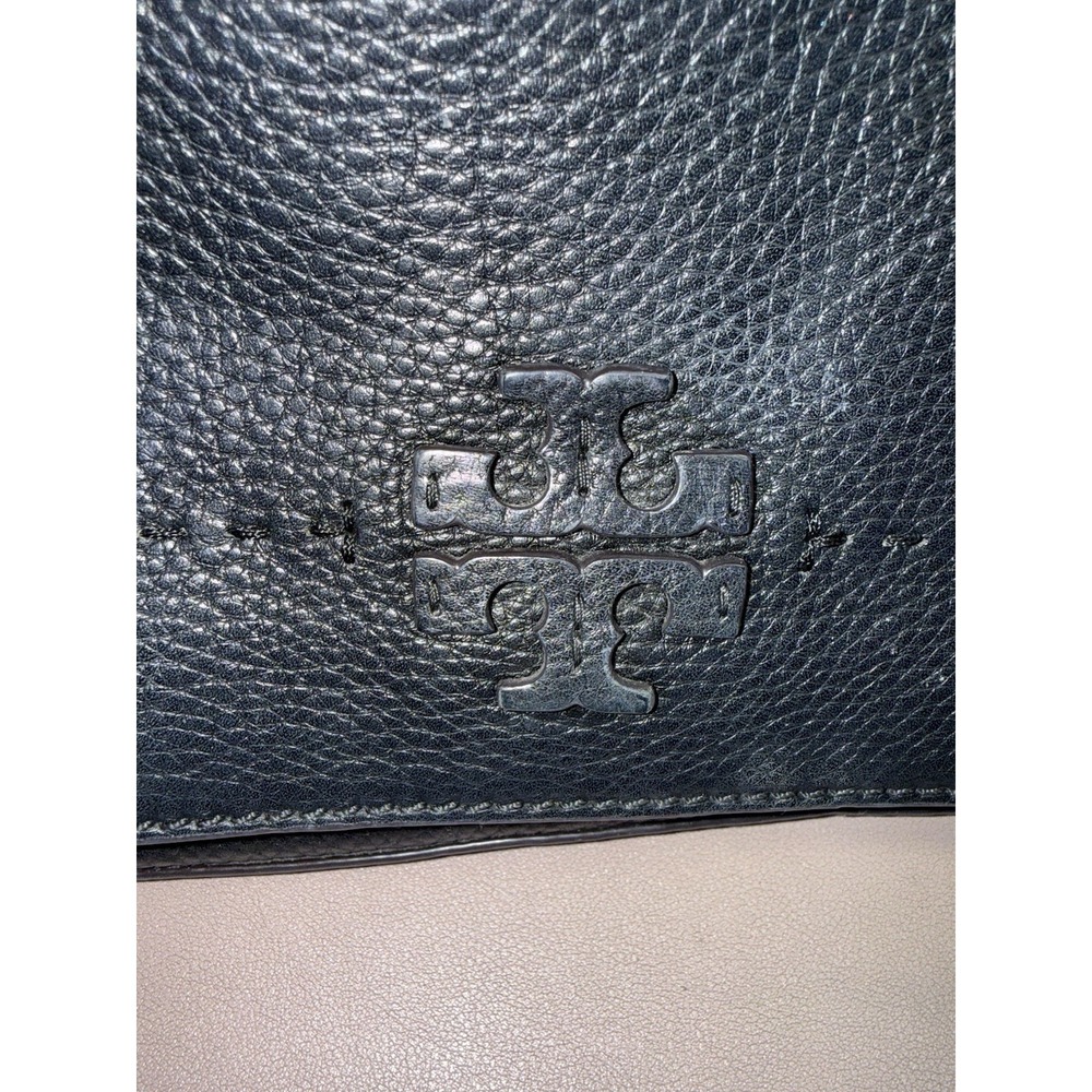 Vintage Tory‎ Burch McGraw Fold-Over Black Pebbled Leather Crossbody Tassel Bag - Picture 13 of 16